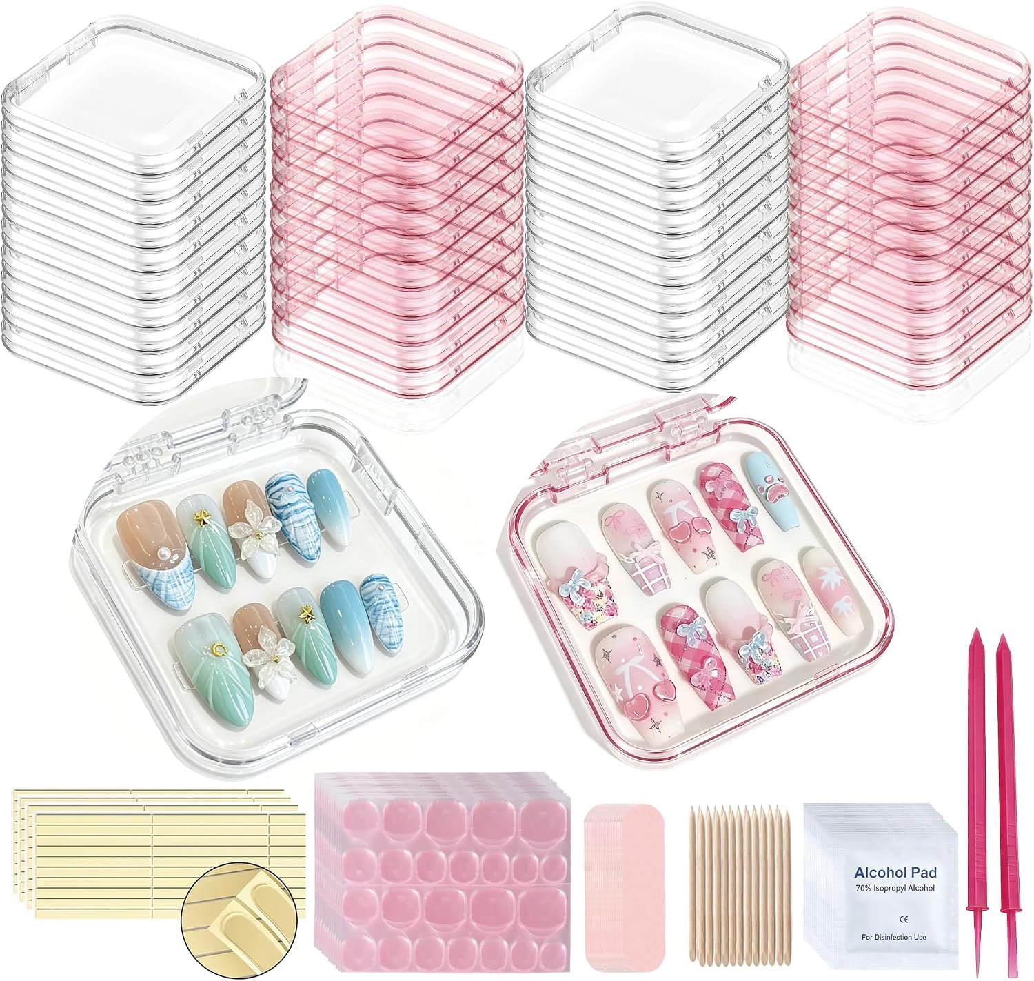 Press On Nail Packaging Cases — 40-Pack Storage Kit