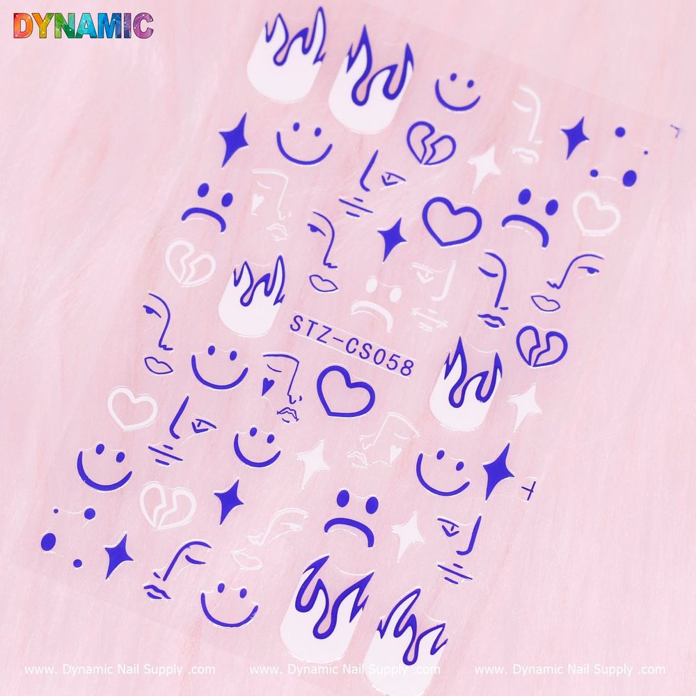 Abstract Face Nail Stickers — Handwriting Emoji Decals
