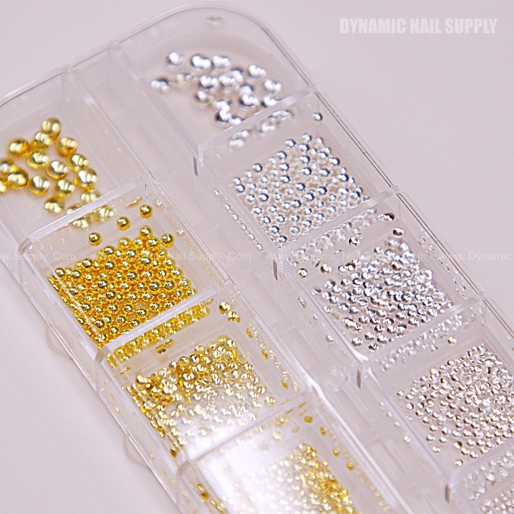 gold and silver flatback nail beads - 10