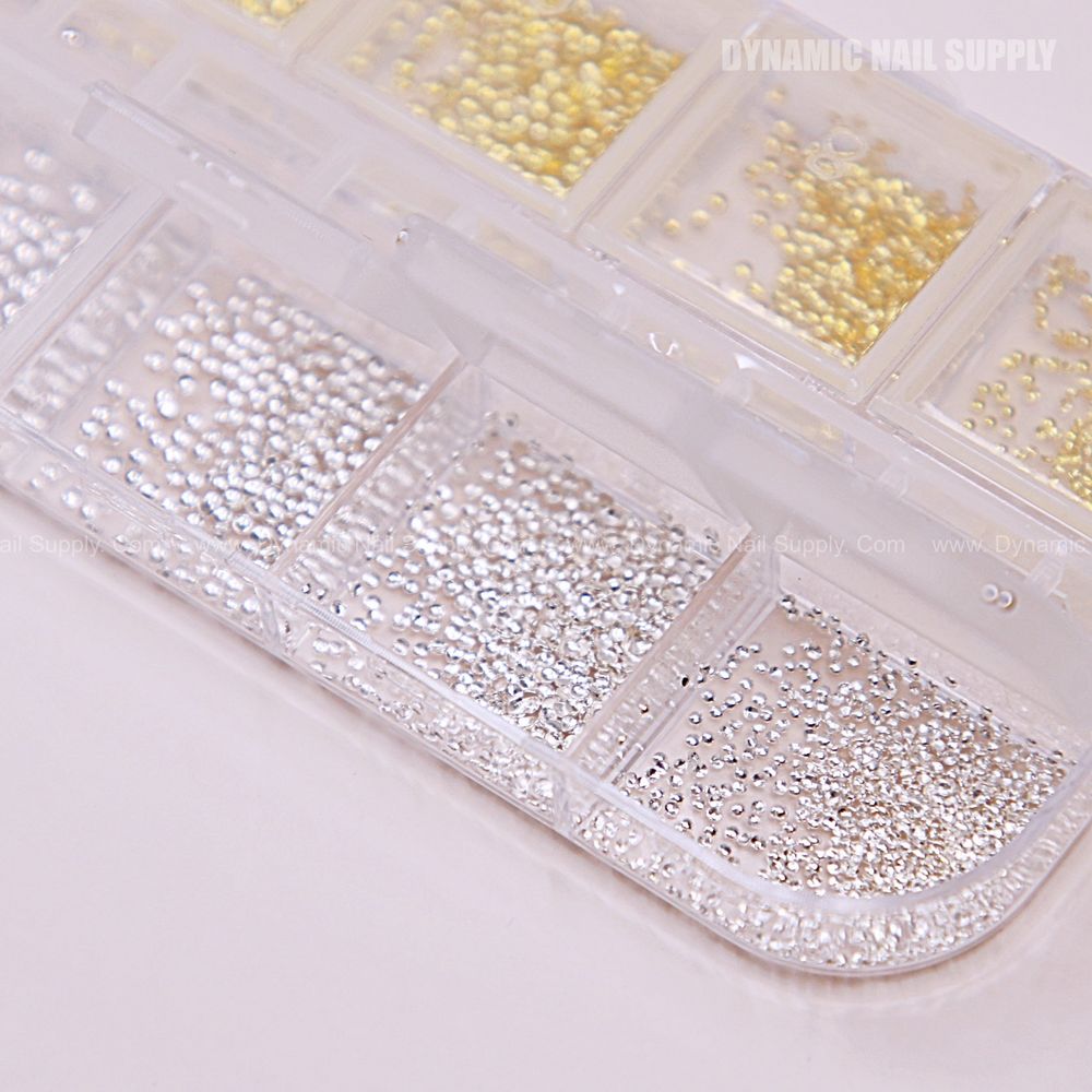 gold and silver flatback nail beads - 11
