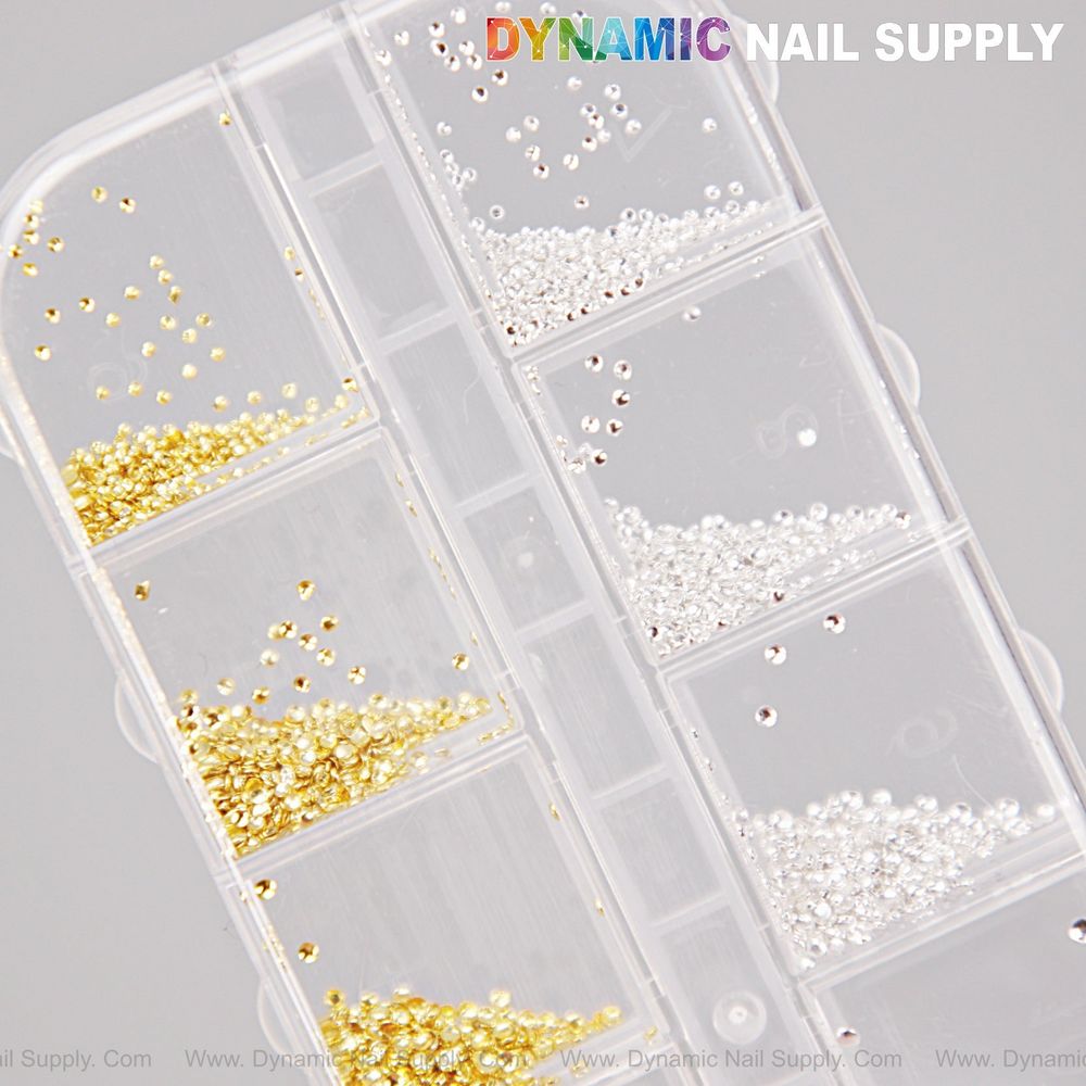 gold and silver flatback nail beads - 2