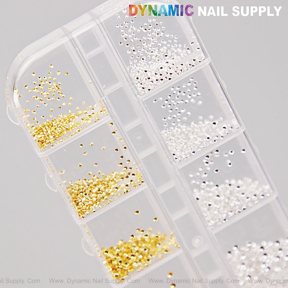 gold and silver flatback nail beads - 5