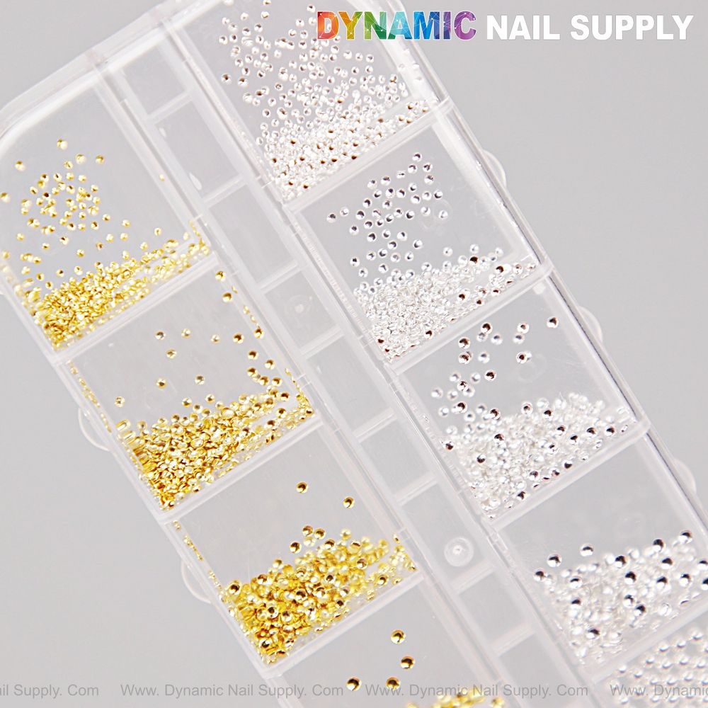 gold and silver flatback nail beads - 6