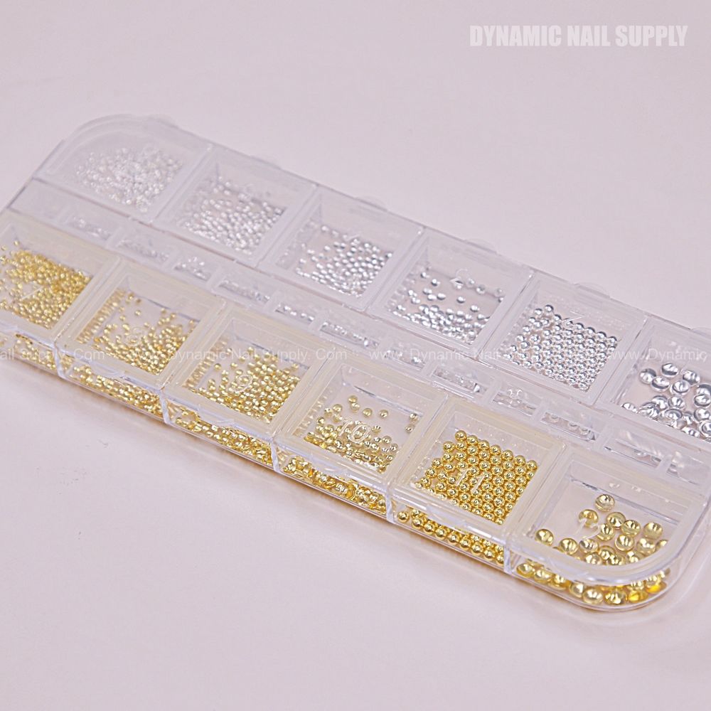 gold and silver flatback nail beads - 7