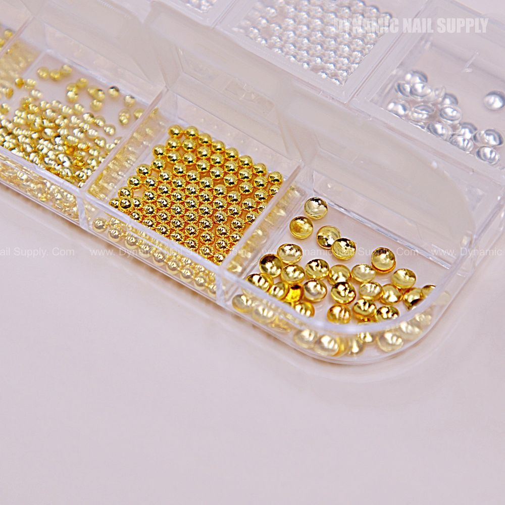 gold and silver flatback nail beads - 8