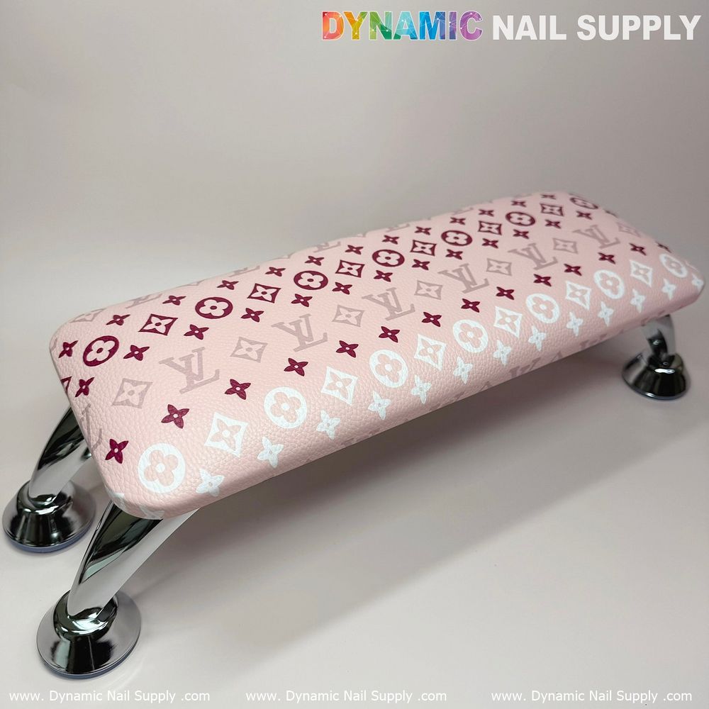 Pink white LV leather armrest cushion - 3