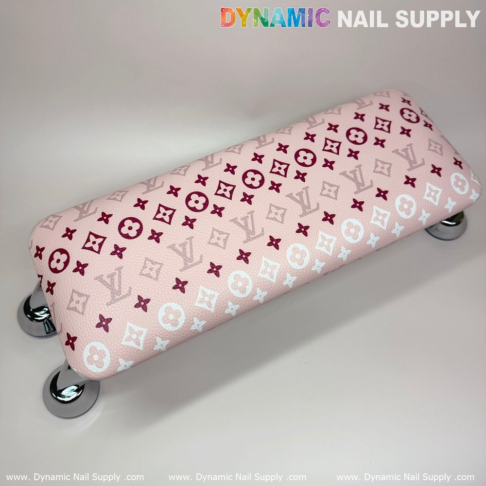 Pink white LV leather armrest cushion - 4