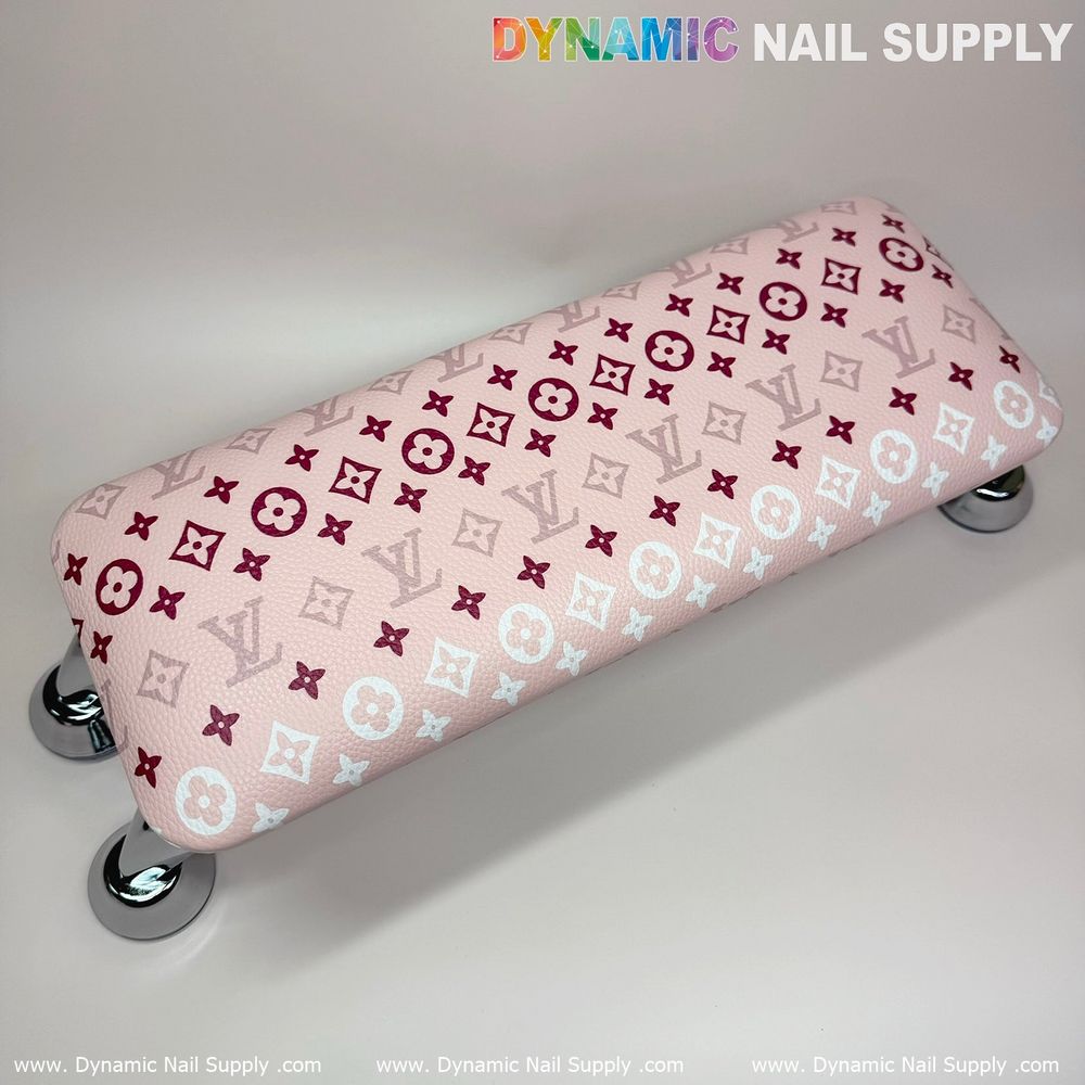 Pink white LV leather armrest cushion - 5