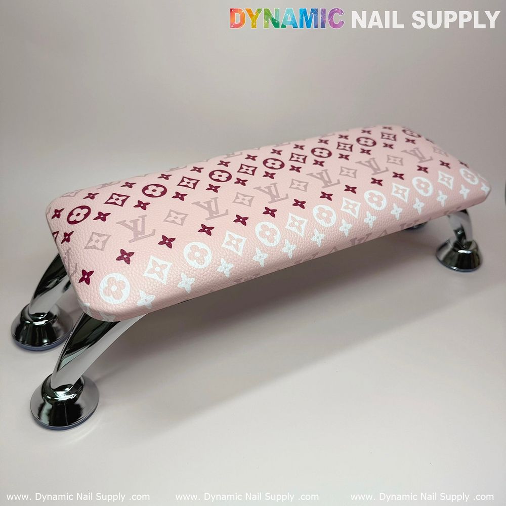 Pink white LV leather armrest cushion - 7