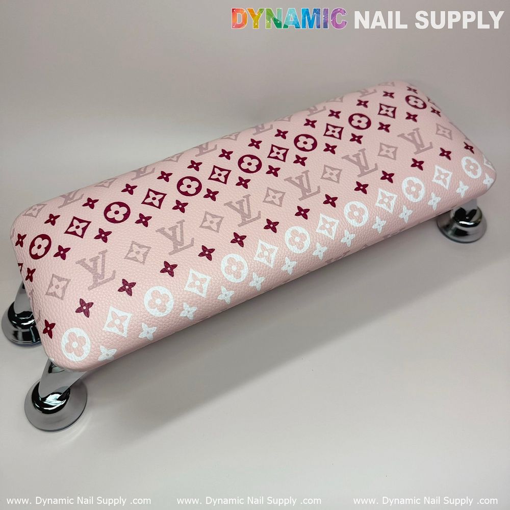 Pink white LV leather armrest cushion - 8