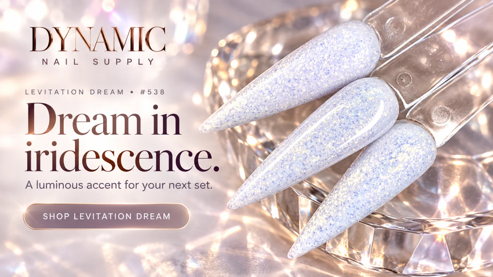 Levitation Dream 538 iridescent glitter acrylic swatches