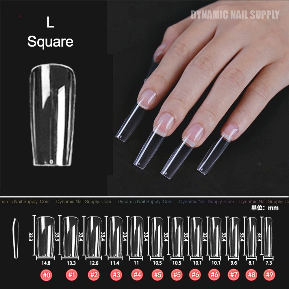 Clear long square Gel X tips box - 2