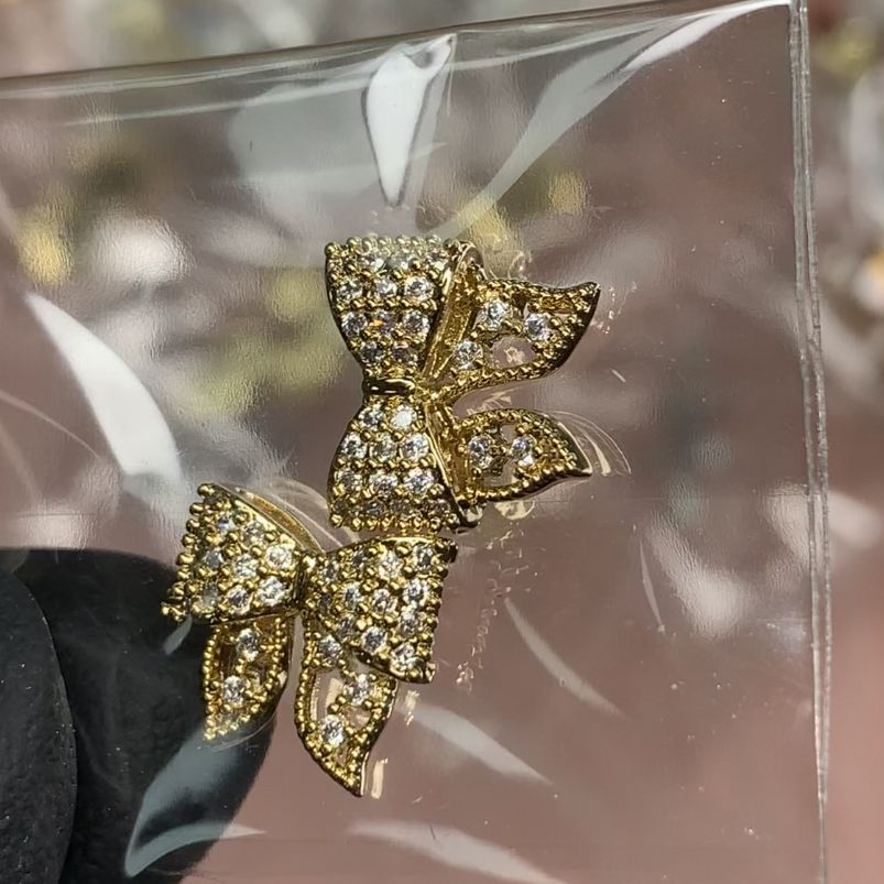 Rhinestone bow nail charms 2 pcs - 2