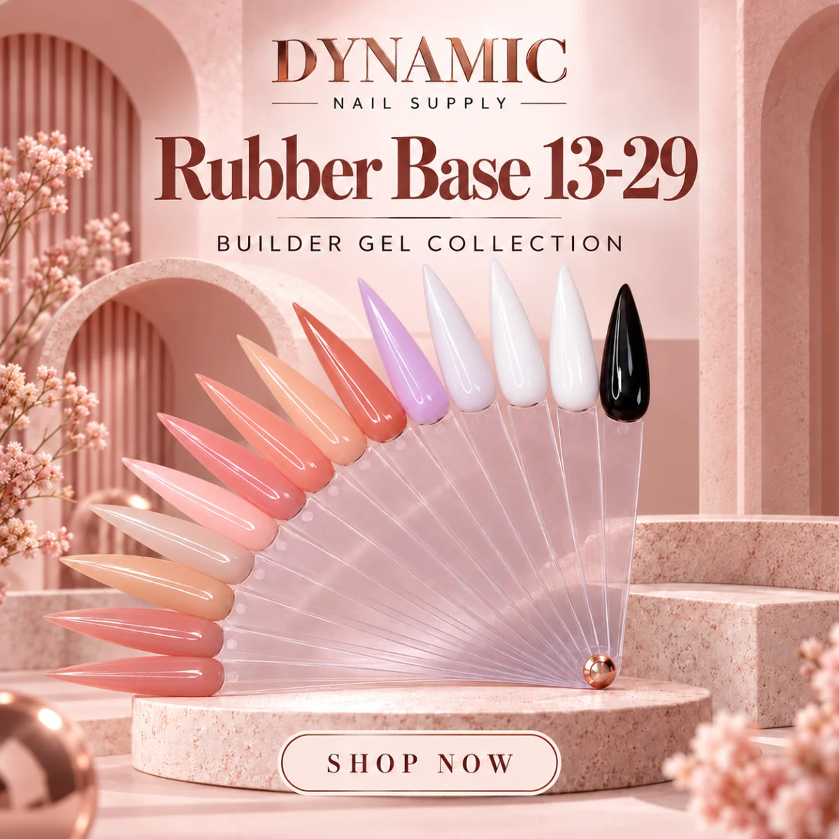Rubber Base 13-29 builder gel collection swatches